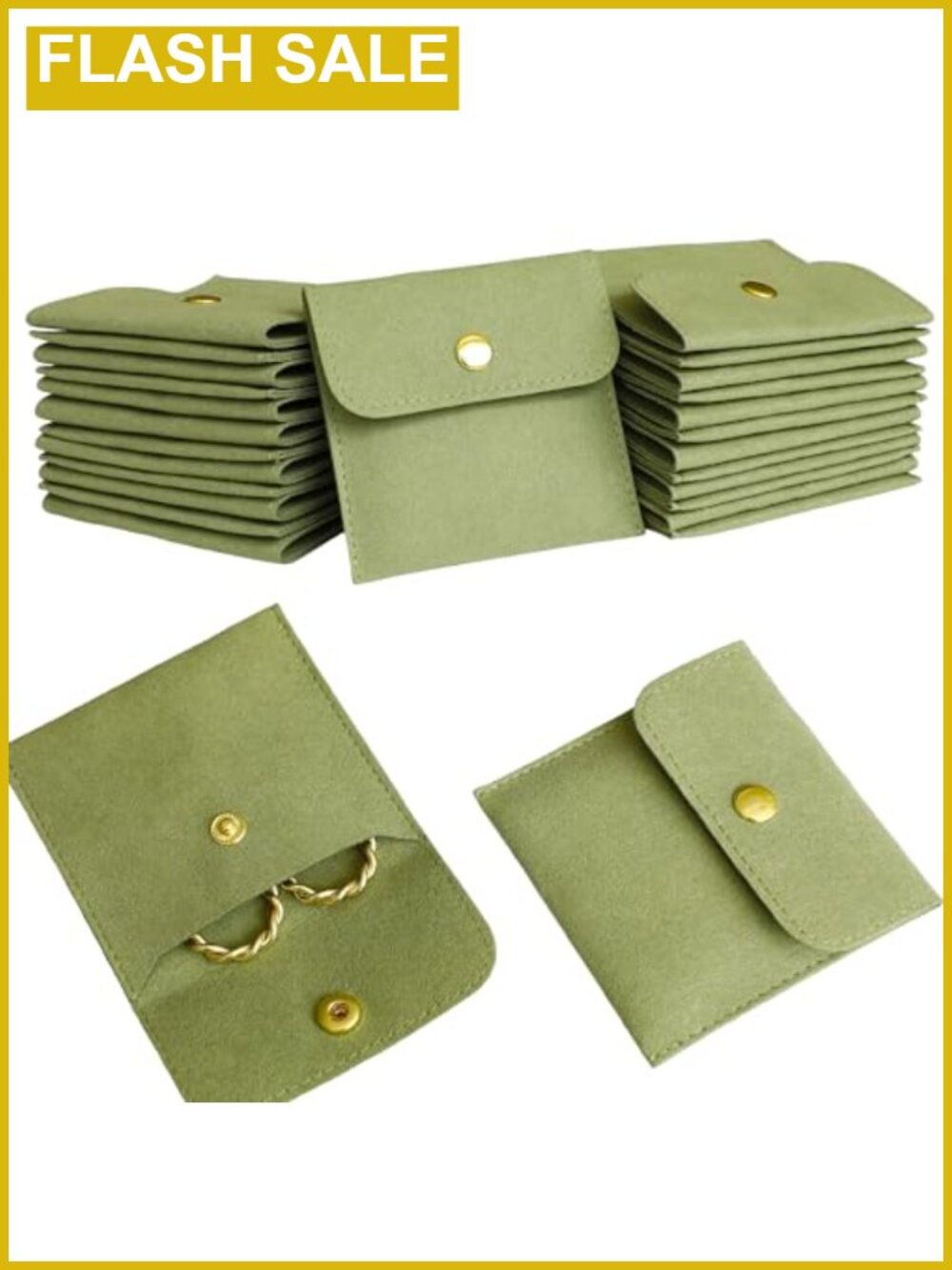 40 Microfiber Jewelry Pouch Bags, Button Closure, 8x8cm - Gift Packaging